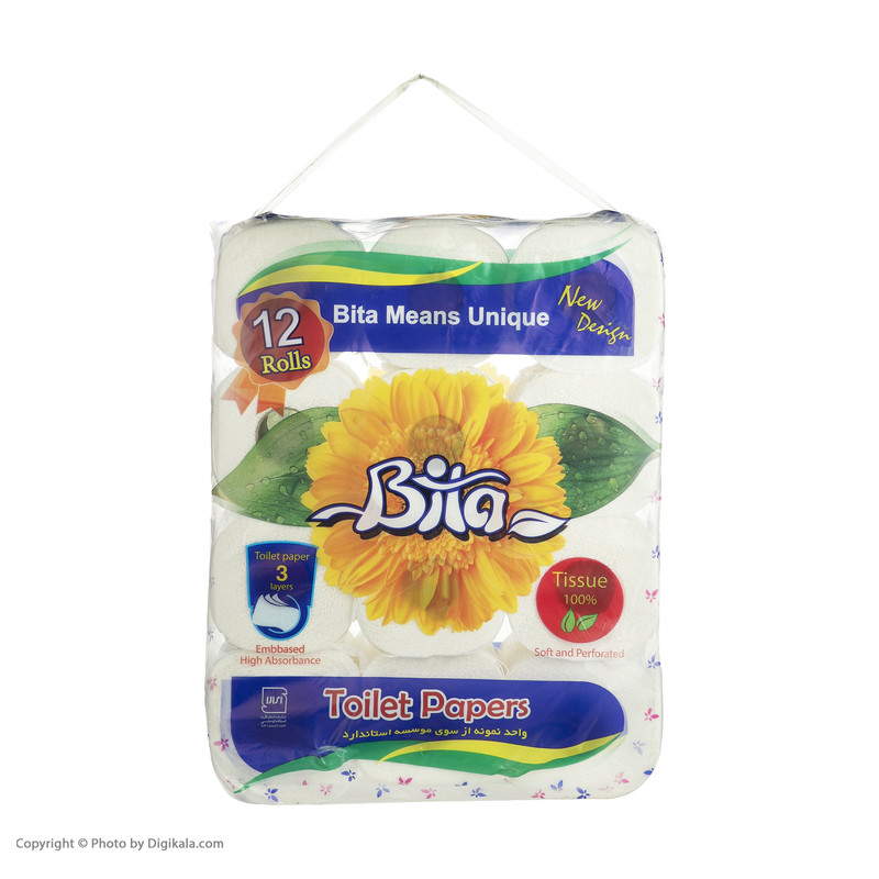 دستمال توالت بیتا مدل Flower (بسته 12 رول)