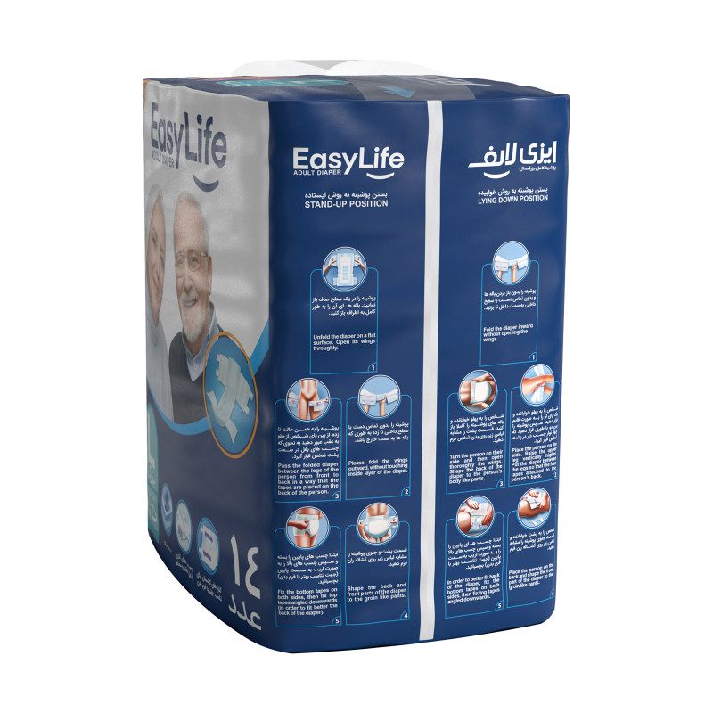 پوشینه بزرگسال چسبی ایزی لایف سایز بزرگ (Large) – بسته 14 عددی